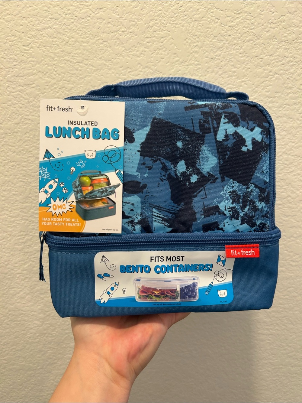 fit+fresh Blue Insulated Lunch Bag with Bento Compartment